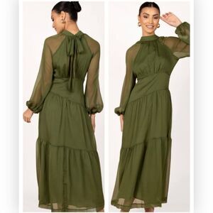 Petal & Pup Women's Julip Sheer Long Sleeve Maxi Dress XS NWT